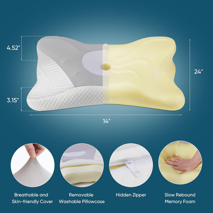 Sweetcrispy Cervical Pillow - Ergonomic Memory Foam Neck Support for Side Sleepers | Cooling Design, Grey