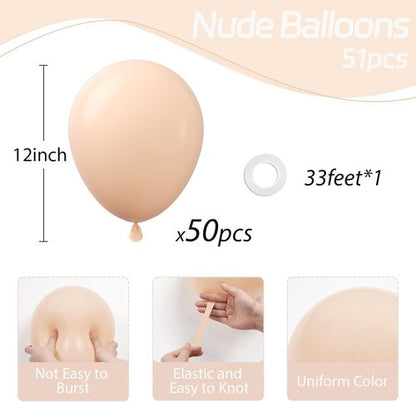Beige Latex Balloons by [Brand Name] - 12 Inch | 50 Pack for Neutral Baby Showers & Birthday Parties