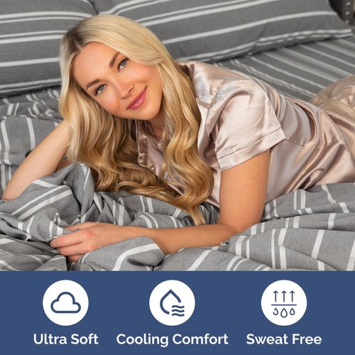 Full XL Bed Sheet - 4 Piece Full XL Bed Sheets Set - Soft, Breathable & Cooling - Hotel Luxury Bedding for Women, Men, Kids, Teens, Boys & Girls - Deep Pockets, Fade and Wrinkle Free - Grey Stripes