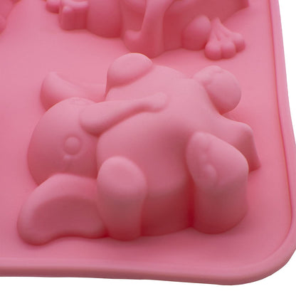 iHomeSpace Silicone Mold, Silicone Cake Baking Mold Handmade Soap Mold, 6 Cavities Different Cute Big Animal Cake Mold for Muffin Biscuit Chocolate Ice Cube Tray DIY Soap, Pink