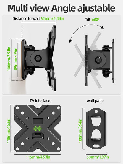 USX MOUNT Small TV Wall Mount Bracket - Swivel & Tilt VESA Mount for 10-32 Inch LED/OLED TVs | 22lb Capacity