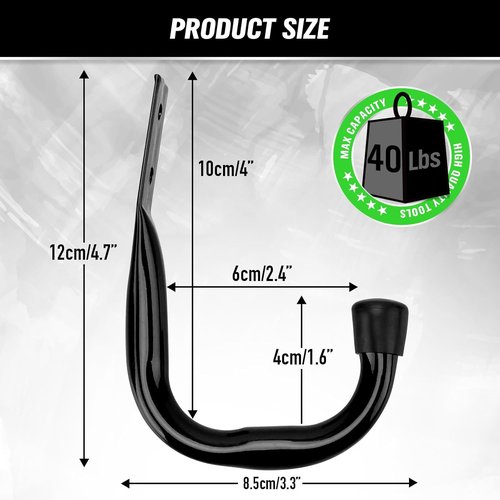Heavy Duty Garage Storage Hooks - 12-Piece Bike Hooks for Wall Mount | Large Metal Organizer