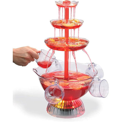 LED Lighted 3-Layer Wine Fountain Drink Dispenser with 1.5 Gallon Capacity and 5 Reusable Cups