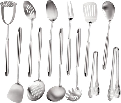 Skiennix Stainless Steel Kitchen Utensils Set - 12 PCS Durable Cooking Tools in Sleek Design