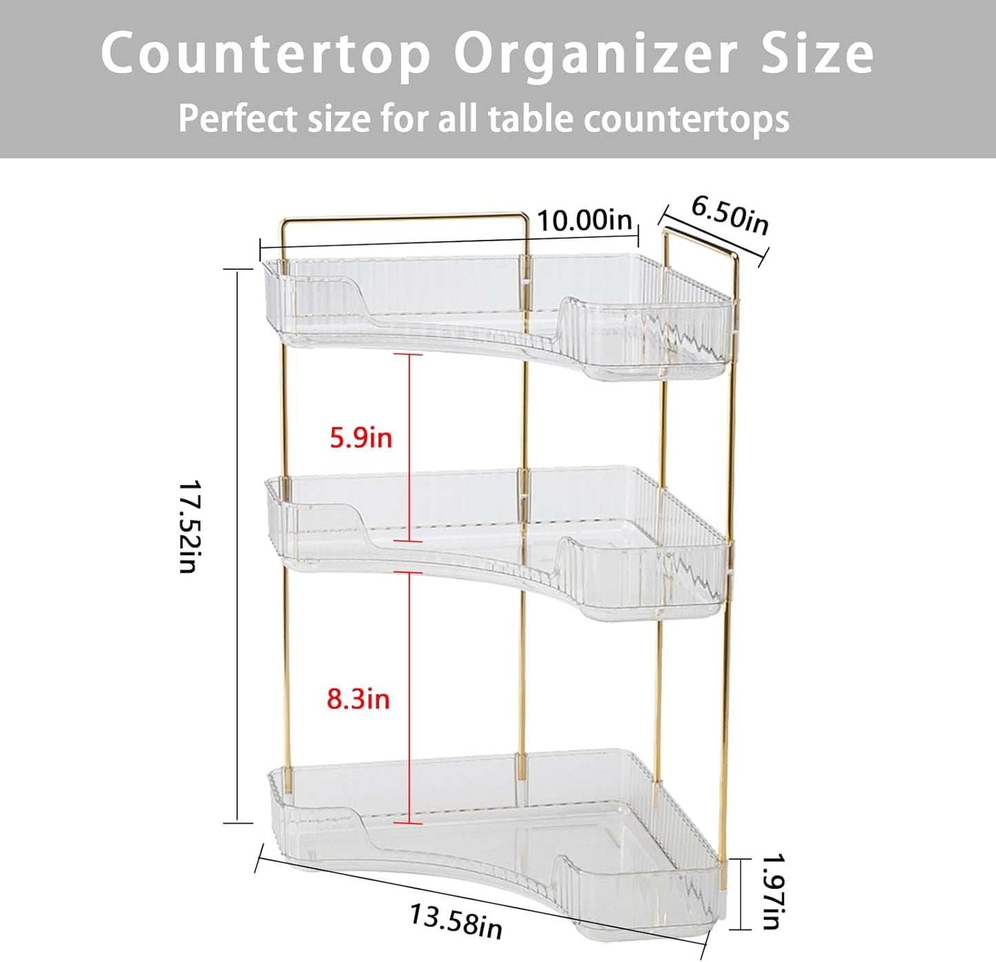 Shuang Qing 3-Tier Corner Bathroom Organizer - Space-Saving Makeup & Skincare Storage Shelf | White
