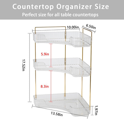 Shuang Qing 3-Tier Corner Bathroom Organizer - Space-Saving Makeup & Skincare Storage Shelf | White