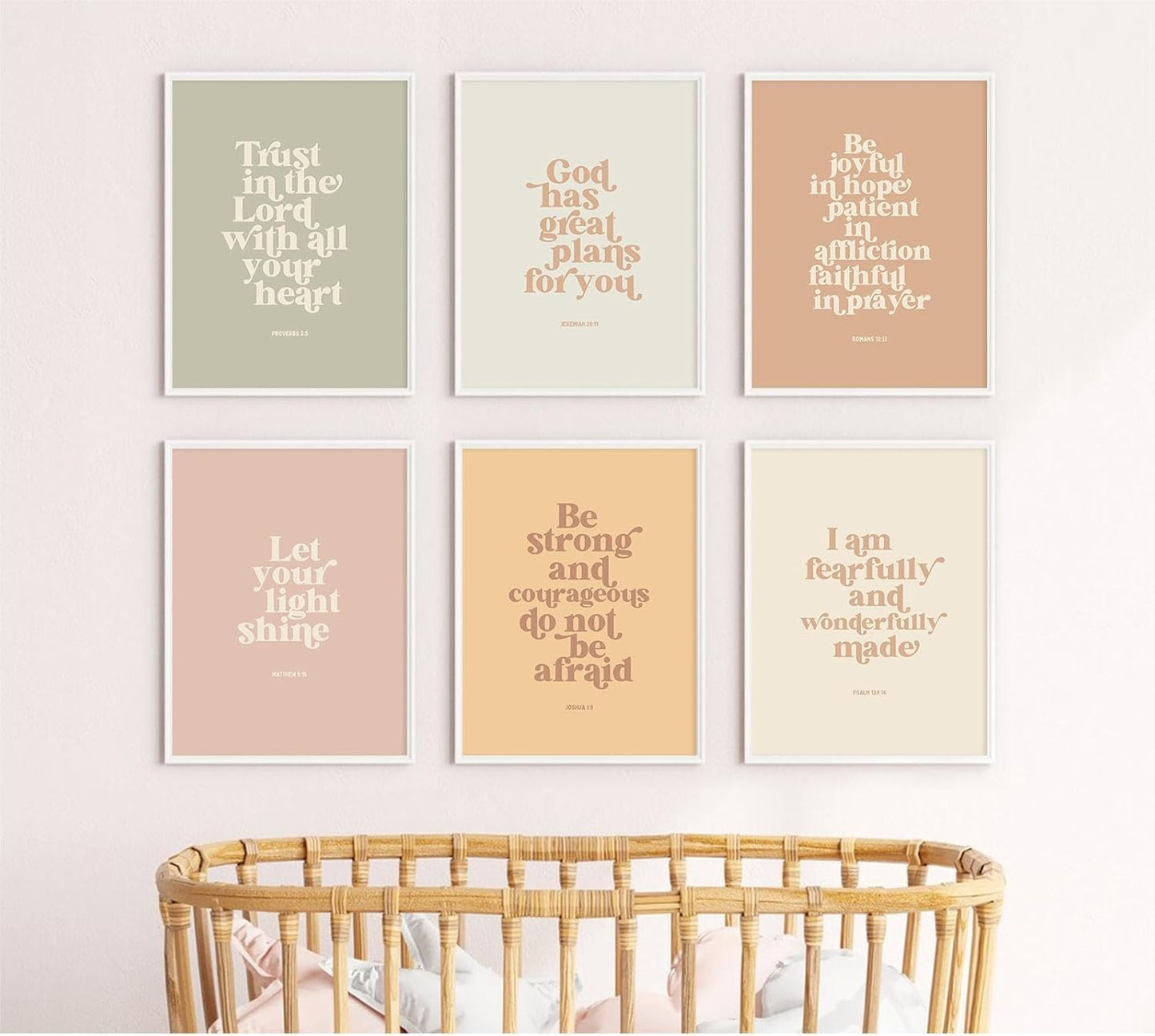 Regine Switzerland Bible Verse Wall Art - Inspirational Christian Canvas Prints for Kids | 8x10 Inch Unframed Set of 6