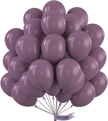 PartyWoo Dusty Purple Balloons - 50 Pcs 12 Inch Matte Mauve & Dark Purple Latex for Weddings & Celebrations
