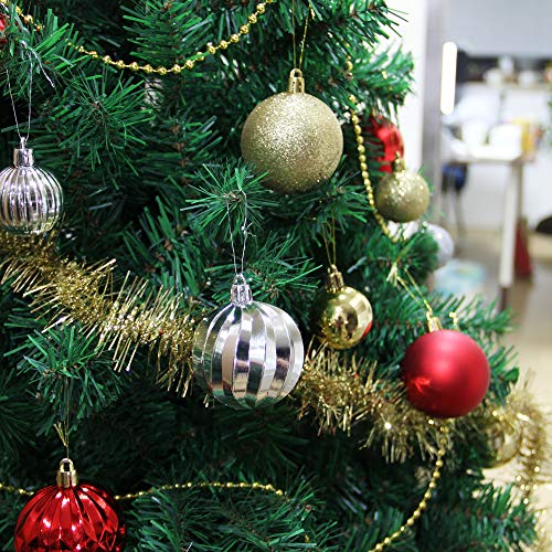 Christmas Ball Ornaments Set - Red 1.57" Pre-Strung Holiday Decorations, 34 Pack