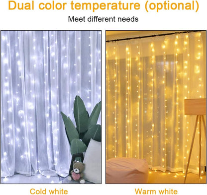 Vicloon Fairy Curtain Lights - 300 LED Waterproof String Lights | 9.8x9.8 Ft with Remote Control