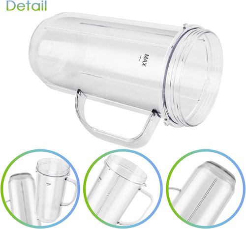 Magic Bullet Blender Cups - 5-Piece Set with 22oz Tall Cup, Flip-Top Lid & Cross Blade | Replacement Parts