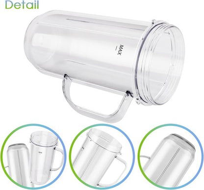 Magic Bullet Blender Cups - 5-Piece Set with 22oz Tall Cup, Flip-Top Lid & Cross Blade | Replacement Parts