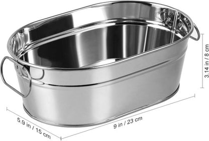 Alipis Galvanized Metal Ice Bucket Beverage Tubs Drink Tin Bins Drink Wine Beer Vintage Tin Cocktail Cooler Ice Container Tub Drink Buckets for Bar, Party Silver