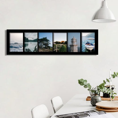 Adeco Decorative Handcrafted Wood Wall Hanging Collage Picture Frame with 6-5 x 7 Inch Openings