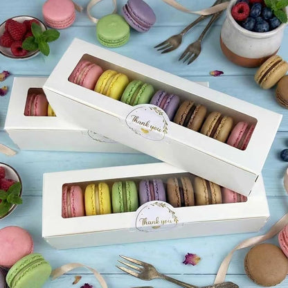 Keeparty 24-Piece White Macaron Boxes with Clear Window – Bakery Packaging Gift Boxes