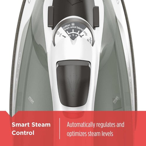 BLACK+DECKER Easy Steam Compact Iron with TrueGlide Nonstick Soleplate, Pivoting Cord, SmartSteam Technology