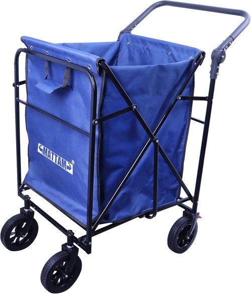 MATTAM Collapsible Basket Trucks Service Carts with Wheels for Material handling, 265 lbs Capacity，21" L x 18.9" W x 35.4" H (Blue)