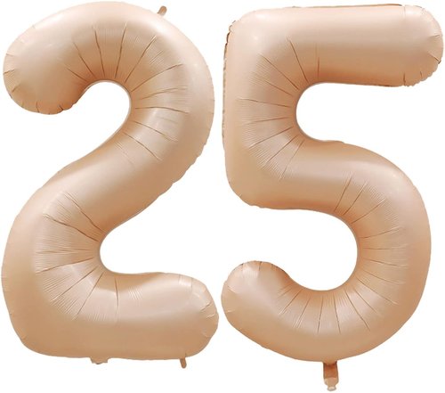 GOER Jumbo 42 Inch Number 25 Balloons - Caramel Foil Helium Decorations for 25th Birthday Party