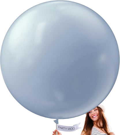 PartyWoo Dusty Blue Balloons - 36 Inch Slate Blue Latex Helium Balloons for Baby Showers & Weddings