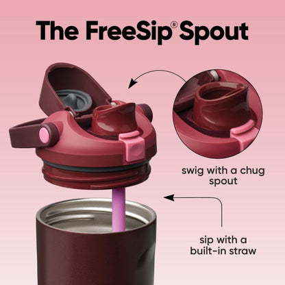 Owala FreeSip Sway Water Bottle - Insulated Stainless Steel, 30oz, Two-Way Spout, Black Cherry