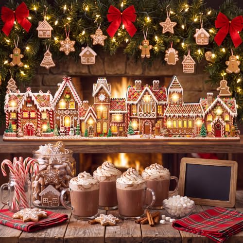 Lighted Christmas Gingerbread House Table Decor Village Set - Variation of Christmas