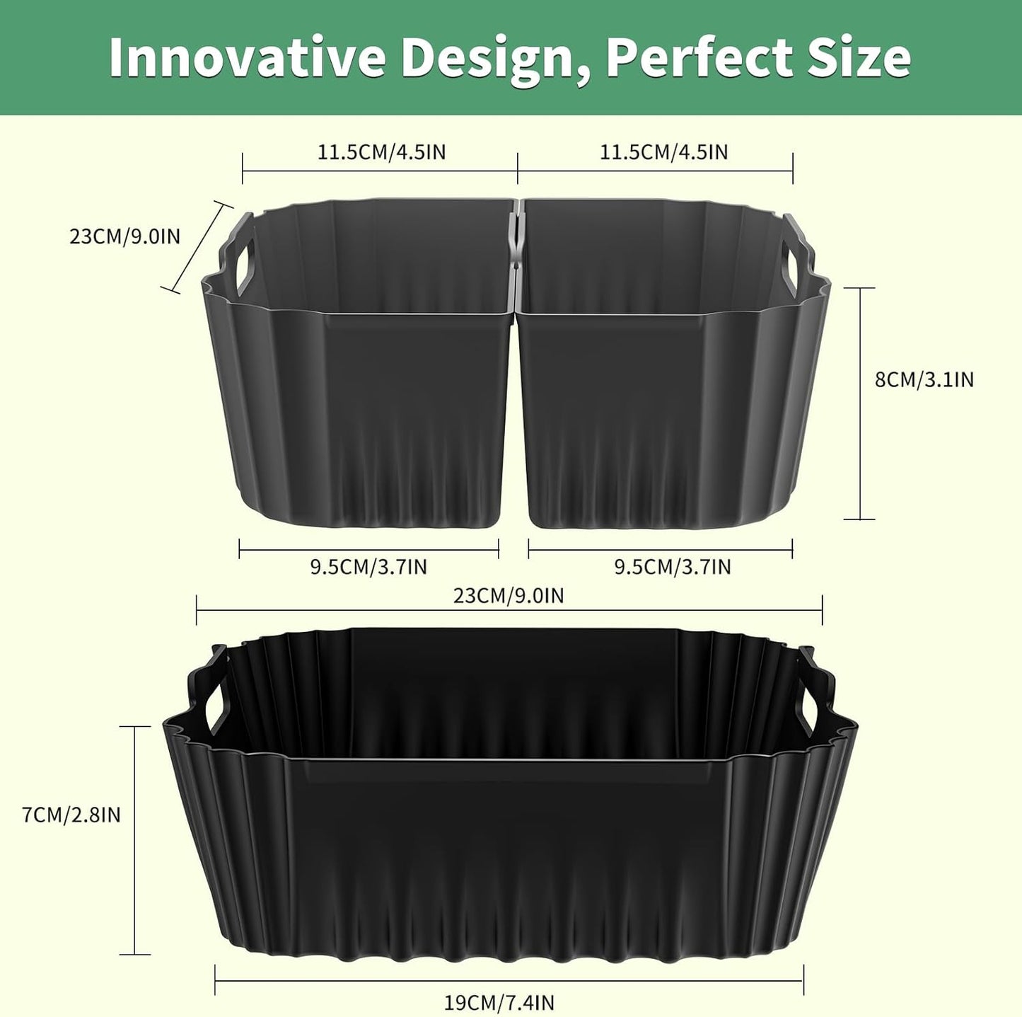 Skiennix 9-Inch Silicone Air Fryer Liners - Reusable Baking Accessories for Ninja & Cosori | 3 Pack