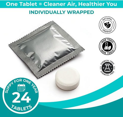 24 pack Humidifier Cleaning Tablets Diffuser Cleaner for Stains Residue & Mineral Deposits Improves Mist Flow & Device Care Simple Drop In Formula