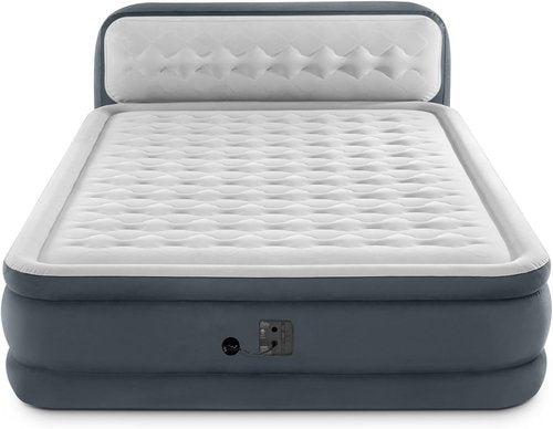 Intex Dura-Beam Deluxe Queen Air Mattress - 18-Inch Height with Built-in Pump & Plush Headboard | 2 Pack