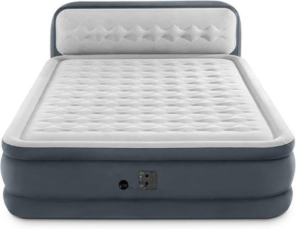 Intex Dura-Beam Deluxe Queen Air Mattress - 18-Inch Height with Built-in Pump & Plush Headboard | 2 Pack