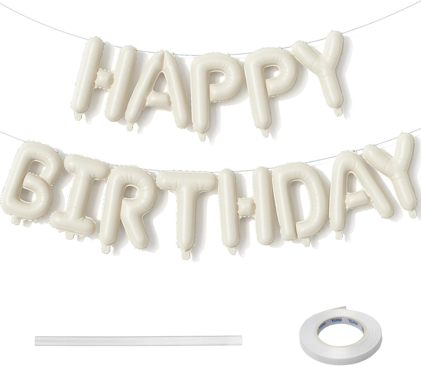 Beige Number 1 Balloon - Happy Birthday Balloon Banner for 1st Birthday Celebration