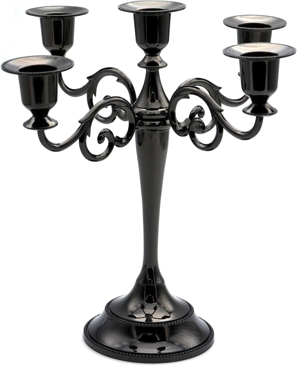 Skiennix Black Candelabra Candle Holders - 10.6-Inch Tall for Pillar & Taper Candles | Easy Assembly Halloween Decor