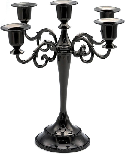 Skiennix Black Candelabra Candle Holders - 10.6-Inch Tall for Pillar & Taper Candles | Easy Assembly Halloween Decor
