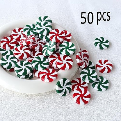 Christmas Candy Cane Ornaments Set - Red and Green 50 pcs Hanging Xmas Decorations