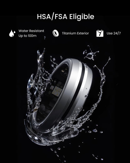 RENPHO Lynx Smart Ring-All Day Sleep & Activity Tracking, Includes Charging Case, Gifts for Men, 7-Day Battery Life, Subscription-Free App for iOS & Android, Size Before You Buy (Silver, Size 8)