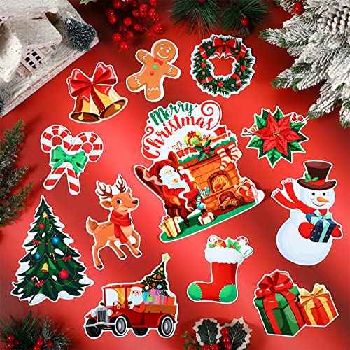12 Pcs Christmas Refrigerator Magnets Car Magnetic Decorations Snowman Santa Gingerbread Man Magnets Accessories Set Waterproof Cute Xmas Holiday Decor