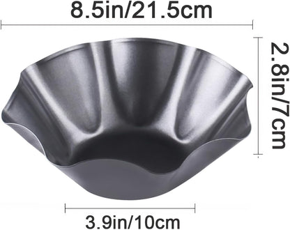 Skiennix 2 Pack Nonstick Taco Shell Bowls - Large Carbon Steel Tortilla Maker for Baking & Frying