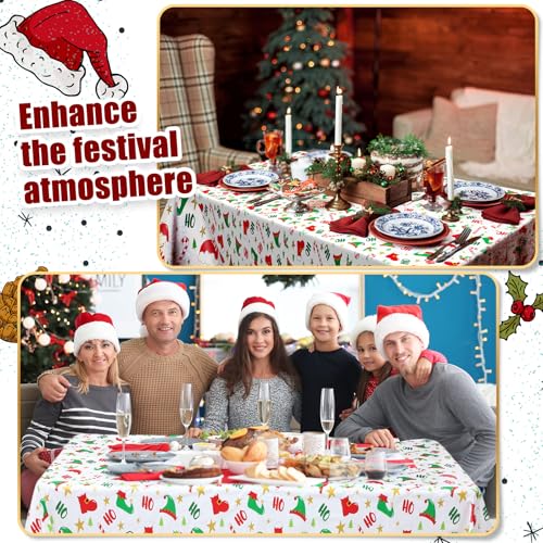 Christmas Tablecloths 3 Pack Disposable Elf Design 108x54 Inches - Holiday Party Decor