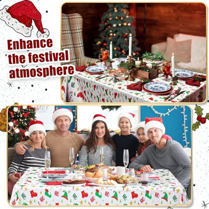 Christmas Tablecloths 3 Pack Disposable Elf Design 108x54 Inches - Holiday Party Decor