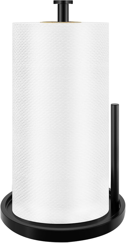 Stainless Steel Paper Towel Holder - Freestanding Design with Anti-Slip Weighted Base | Black