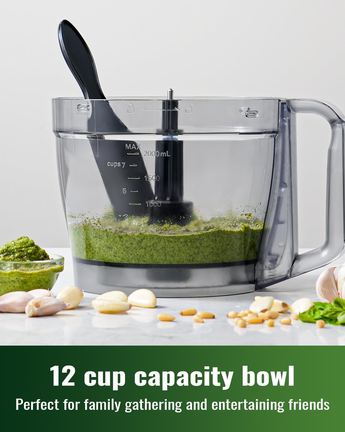 Skiennix Food Processor - 1000W Power, 12-Cup Capacity, 4 Programs for Slicing, Dicing & Pureeing