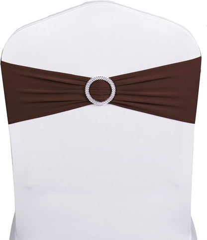 Skiennix Spandex Chair Sashes - Pack of 50 Dark Brown Wedding & Party Decorations