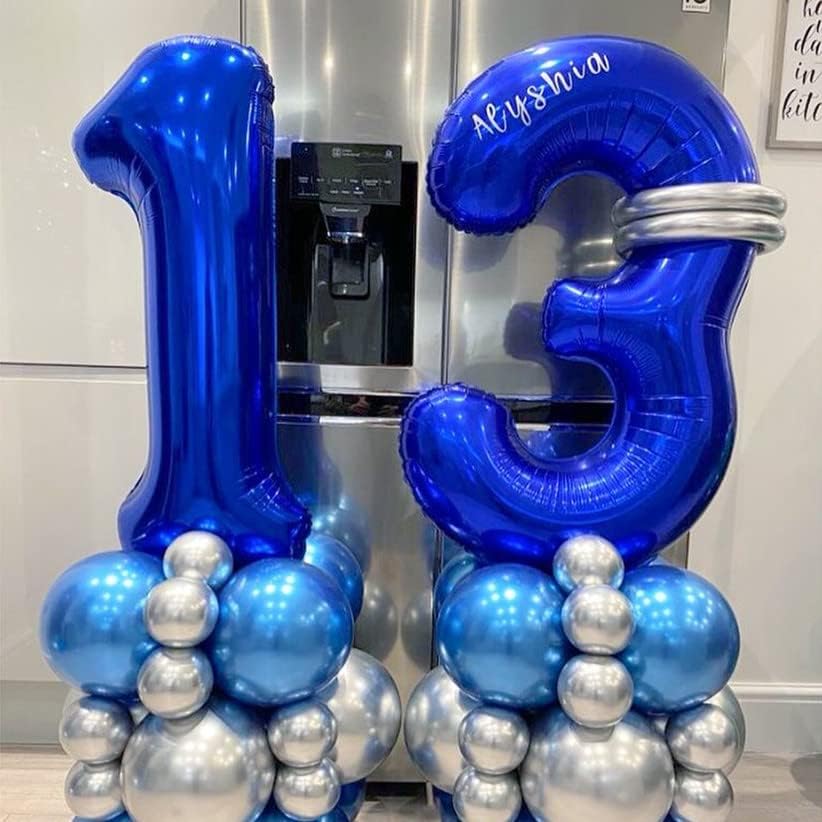 Skiennix 40-Inch Navy Blue Number 13 Balloon - Large Foil Mylar for Birthday, Graduation & Anniversaries