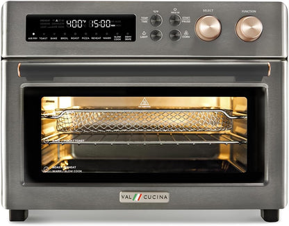 VAL CUCINA Infrared Heating Air Fryer Toaster Oven - Extra Large 10-in-1 Convection Oven, Black Matte Stainless Steel