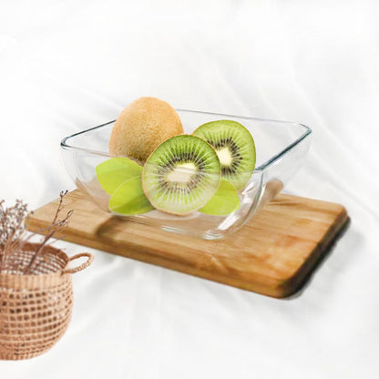 Skiennix 2-Quart Glass Mixing Bowls Set - Durable Tempered Glass | 8-Inch Square Salad Bowls, Set of 2