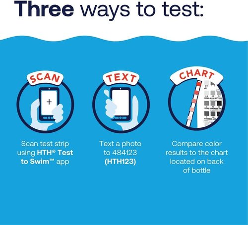HTH 1276 Swimming Pool Test Strips - 6-Way Water Chemical Tester | 30 Strips for Accurate Testing