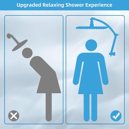 Hibbent All Metal cUPC Certified Rain Shower Head, 10'' High Pressure Rainfall Showerhead with 16" Shower Head Extension Arm, Solid Brass Adjustable Shower Arm Extender, fixed Showerheads, Chrome