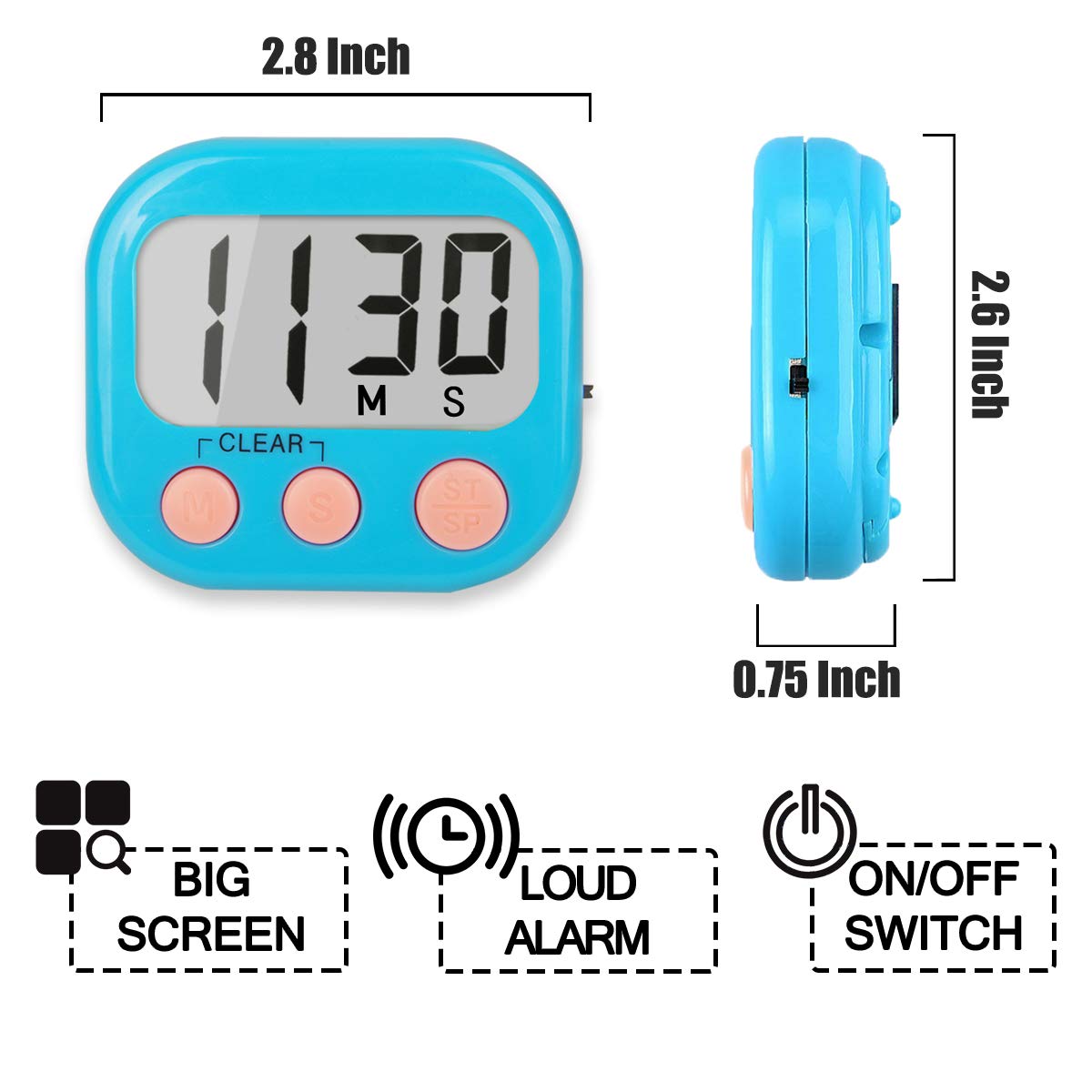 Classroom Timers for Teachers Kids Large Magnetic Digital Timer 2 Pack Blue White