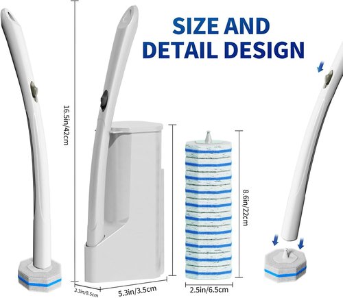 Hohoky Disposable Toilet Brush System - Wall-Mounted Cleaning Kit with 60 Refill Pads & 2 Wands