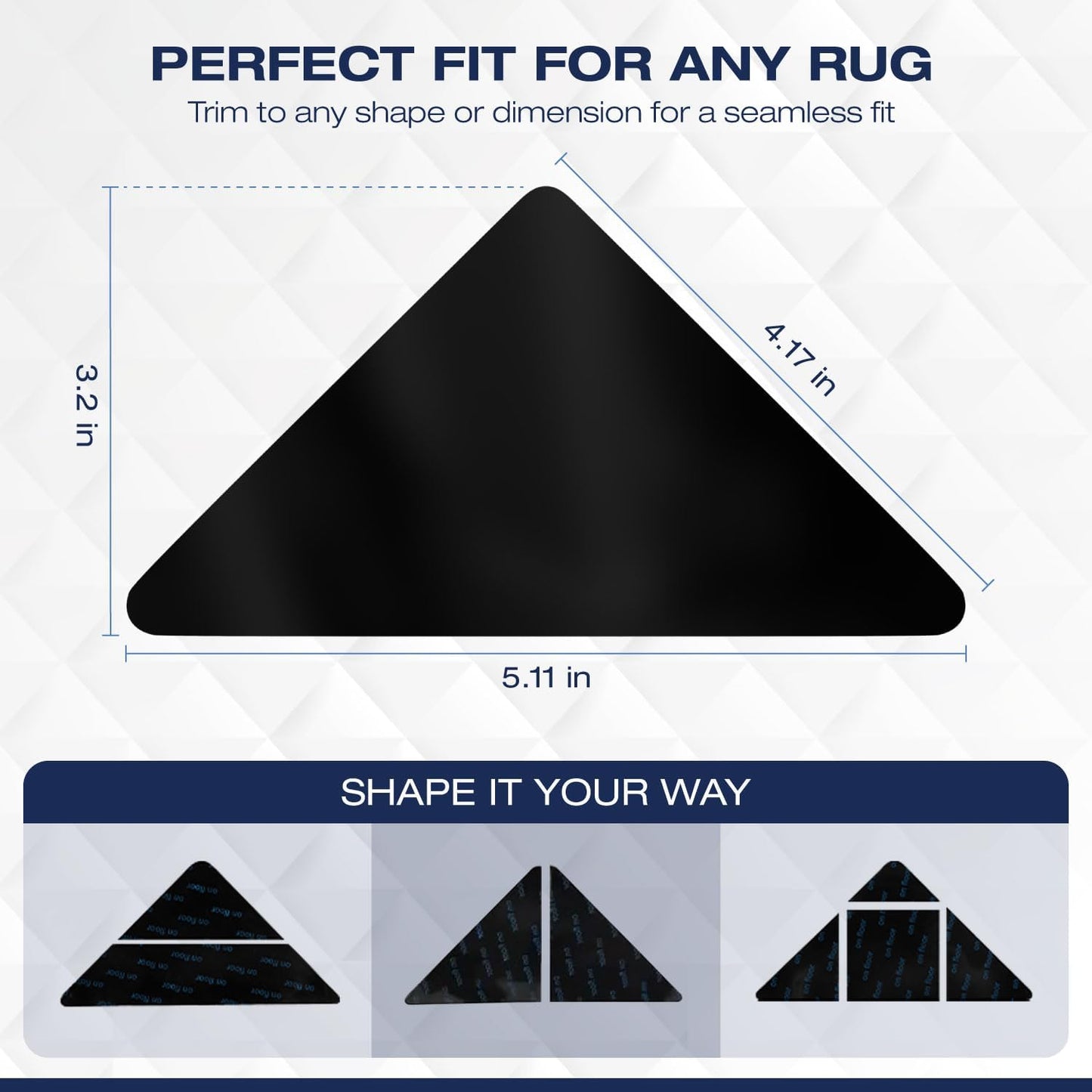 Reusable Rug Grippers by [Brand Name] - 12 Non-Slip Pads for Area Rugs | Double-Sided Adhesive for Hardwood & Tile