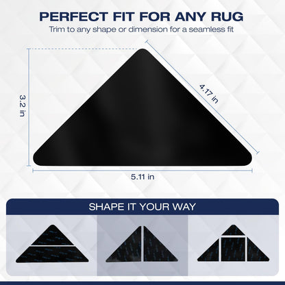 Reusable Rug Grippers by [Brand Name] - 12 Non-Slip Pads for Area Rugs | Double-Sided Adhesive for Hardwood & Tile